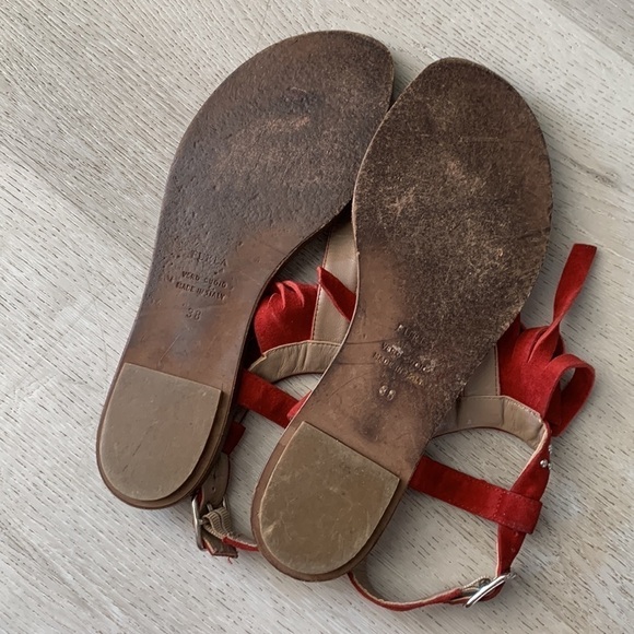 Furla red Fringed studded bohemian festive summer vacation travel Sandal - Picture 7 of 9